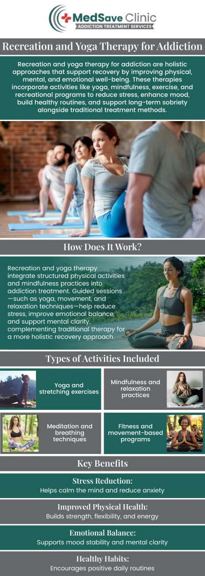 Common questions asked by patients: How does yoga therapy help in addiction recovery? How often should recreation and yoga therapy sessions be scheduled during recovery? Can recreation therapy help manage stress and anxiety during recovery? What role does mindfulness play in yoga therapy for addiction recovery? For more information, contact us or request an appointment online. We are conveniently located at 246 E Campus View Blvd, Columbus, OH 43235, serving patients from Columbus OH, Flint OH, Galena OH, Powell OH, Westerville OH, and the surrounding areas.